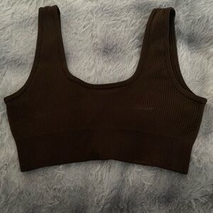PacSun Brown Ribbed Crop Top